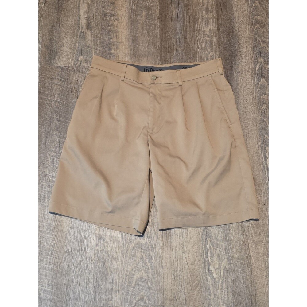 Pro Tour Men's Activewear Khaki Brown Golf Shorts Size 30 Pleated Front Dress